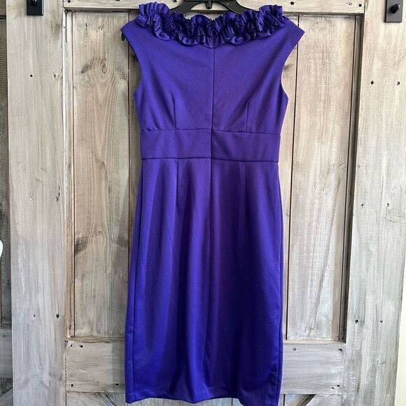London Times Rose Neckline Purple Sheath Dress - Picture 2 of 8
